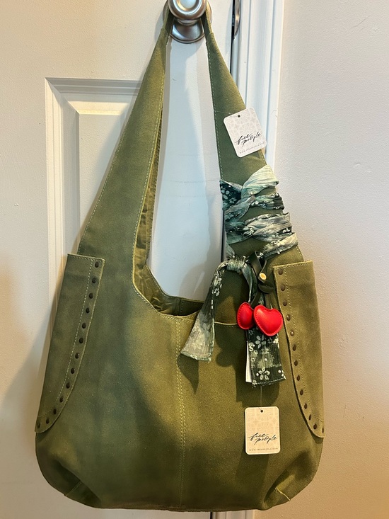 Free People Handbags - NWT Free People Matcha Rori Suede Tote  w/ FP Ultra Skinny Scarf & Cherry Charm
